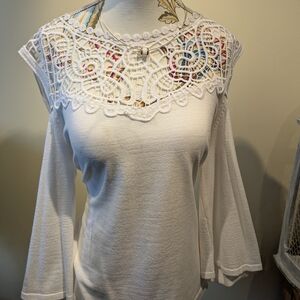 Cleo Elegant White Crochet Women's Blouse